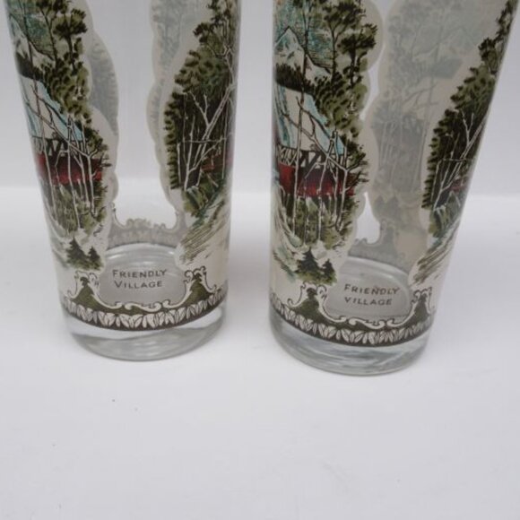 2 - Johnson Bros FRIENDLY VILLAGE Covered Bridge 6 1/8 In 15 Oz Ice Tea Tumblers - Picture 4 of 4